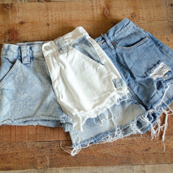 PacSun Pants - PacSun denim Plaid Ultra high-rise Vintage short bundle